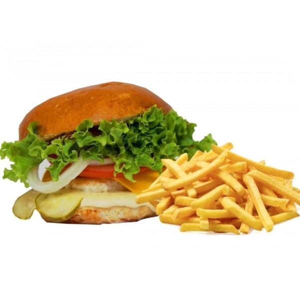 Бургер с говядиной и картошка